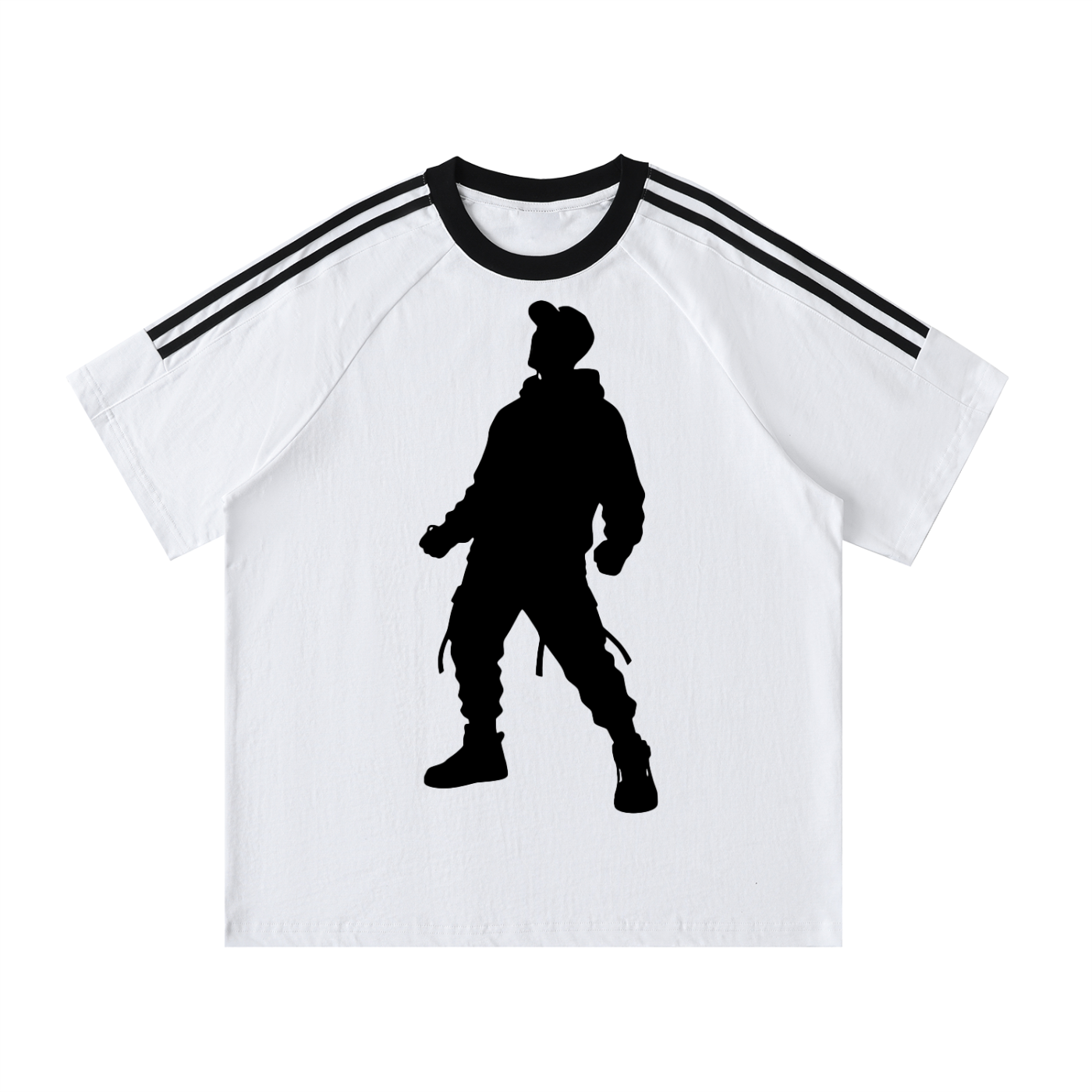 Contrast Tape Crewneck Cotton T-Shirt