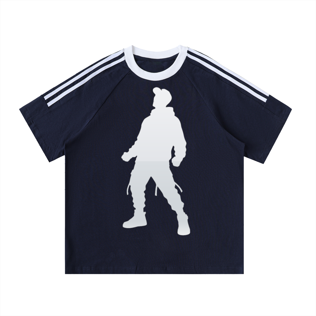 Contrast Tape Crewneck Cotton T-Shirt
