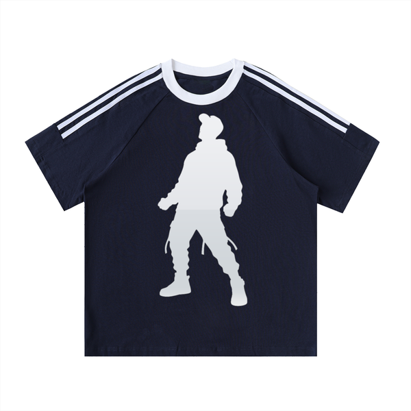 Contrast Tape Crewneck Cotton T-Shirt