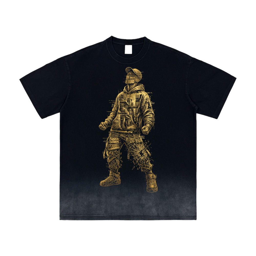 Heavyweight Bottom Sunfade Gradient Washed Vintage T-Shirt (250GSM)