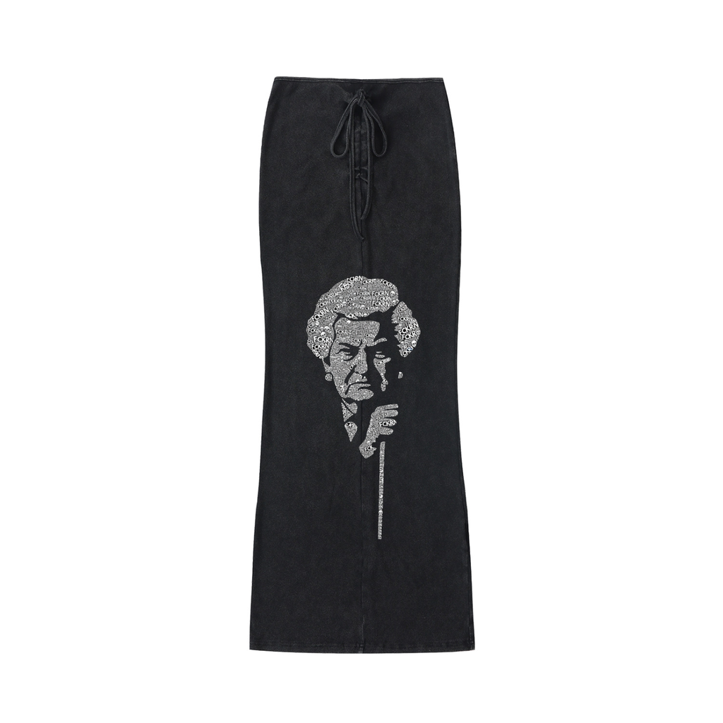 Dyed Washed Drawstring Maxi Skirt