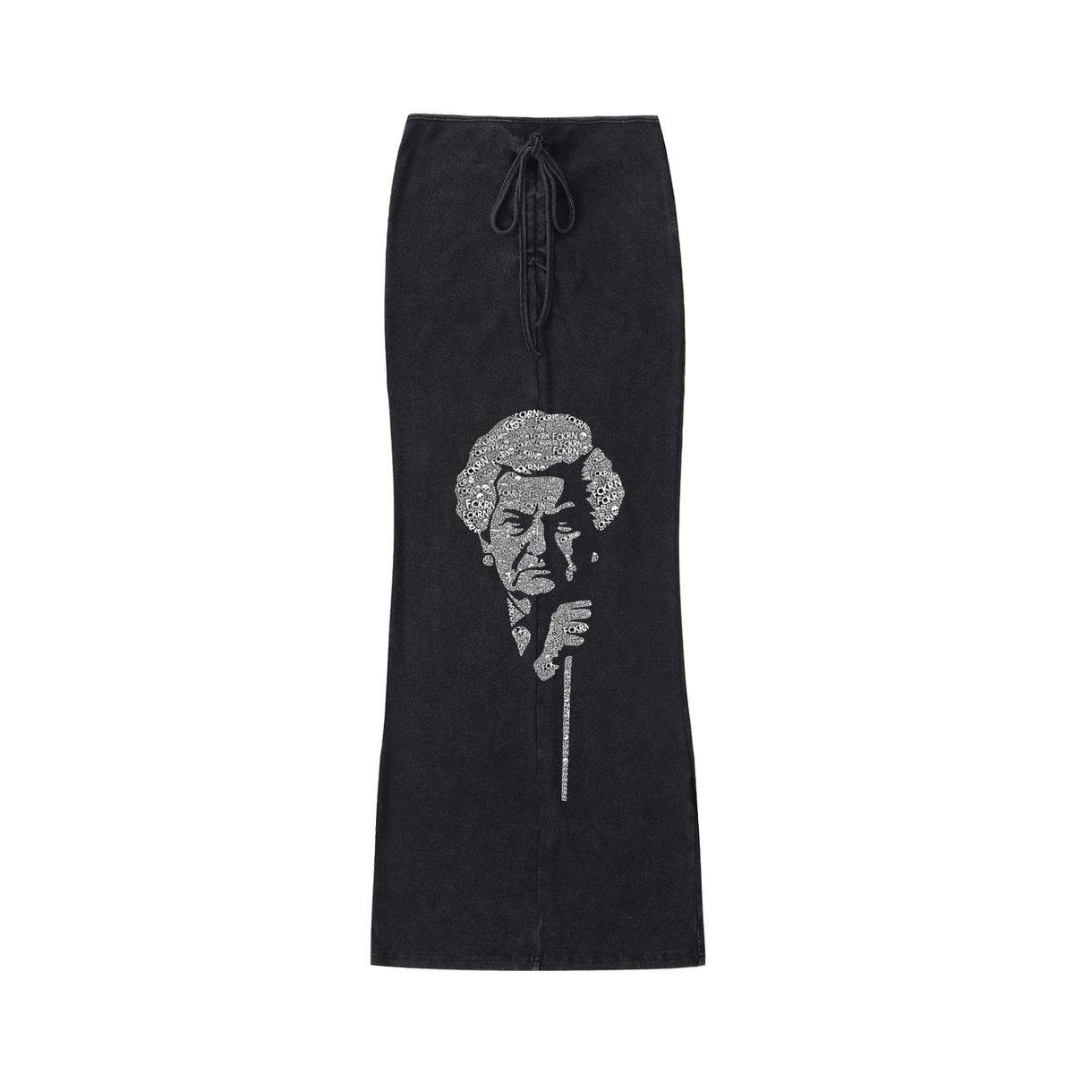 Dyed Washed Drawstring Maxi Skirt