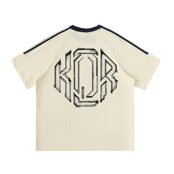 Contrast Tape Crewneck Cotton T-Shirt