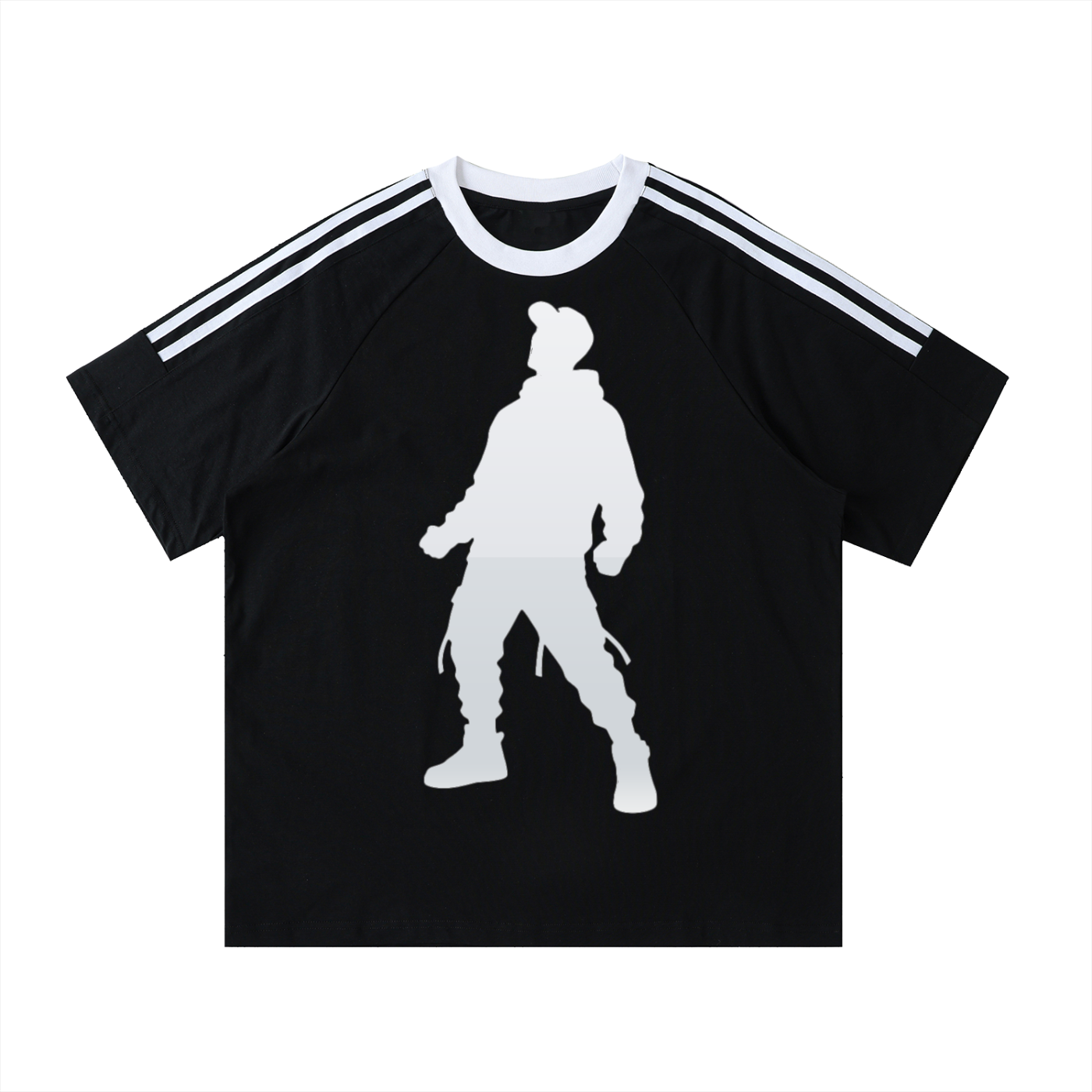 Contrast Tape Crewneck Cotton T-Shirt