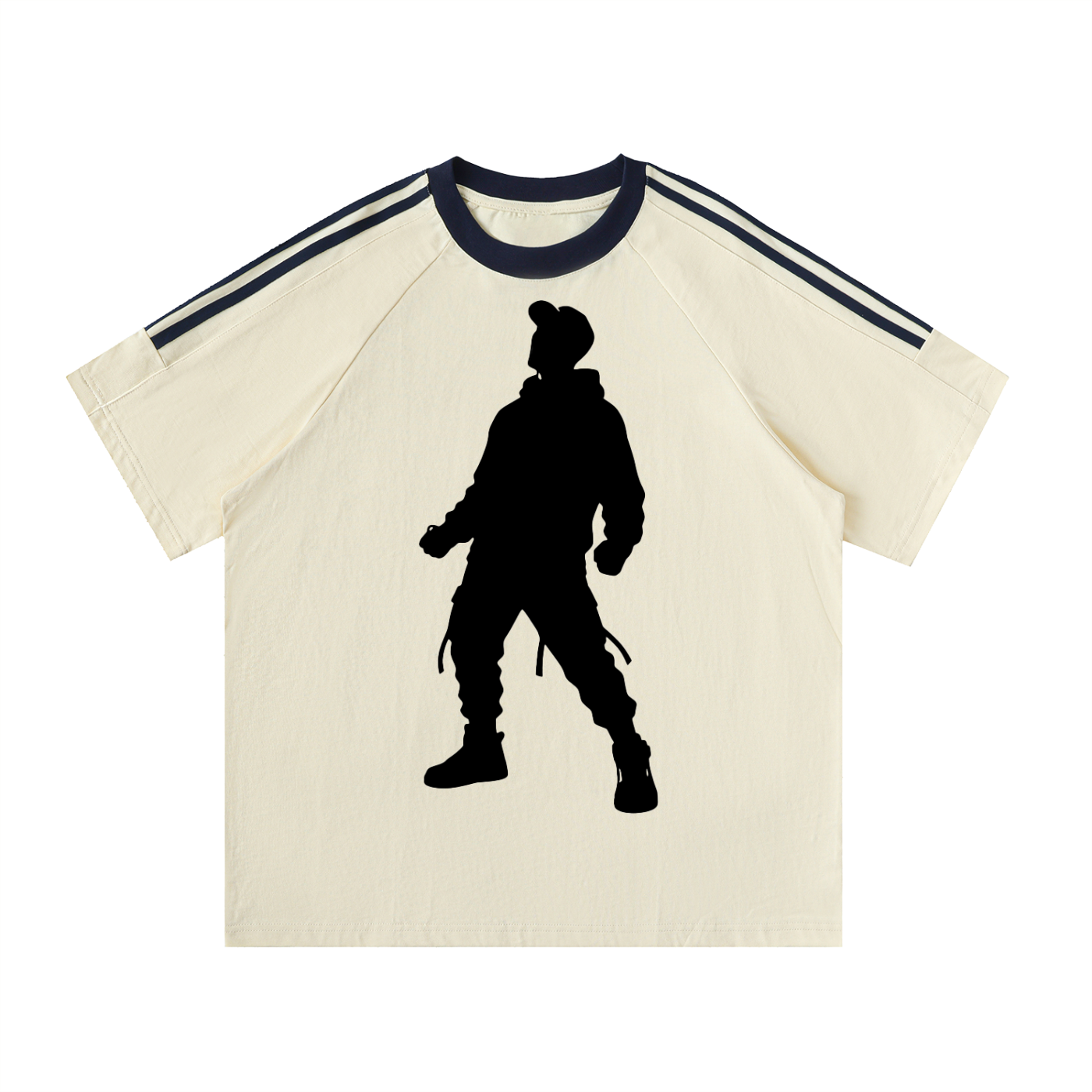 Contrast Tape Crewneck Cotton T-Shirt