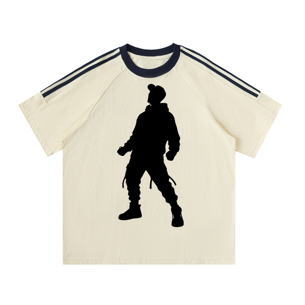 Contrast Tape Crewneck Cotton T-Shirt