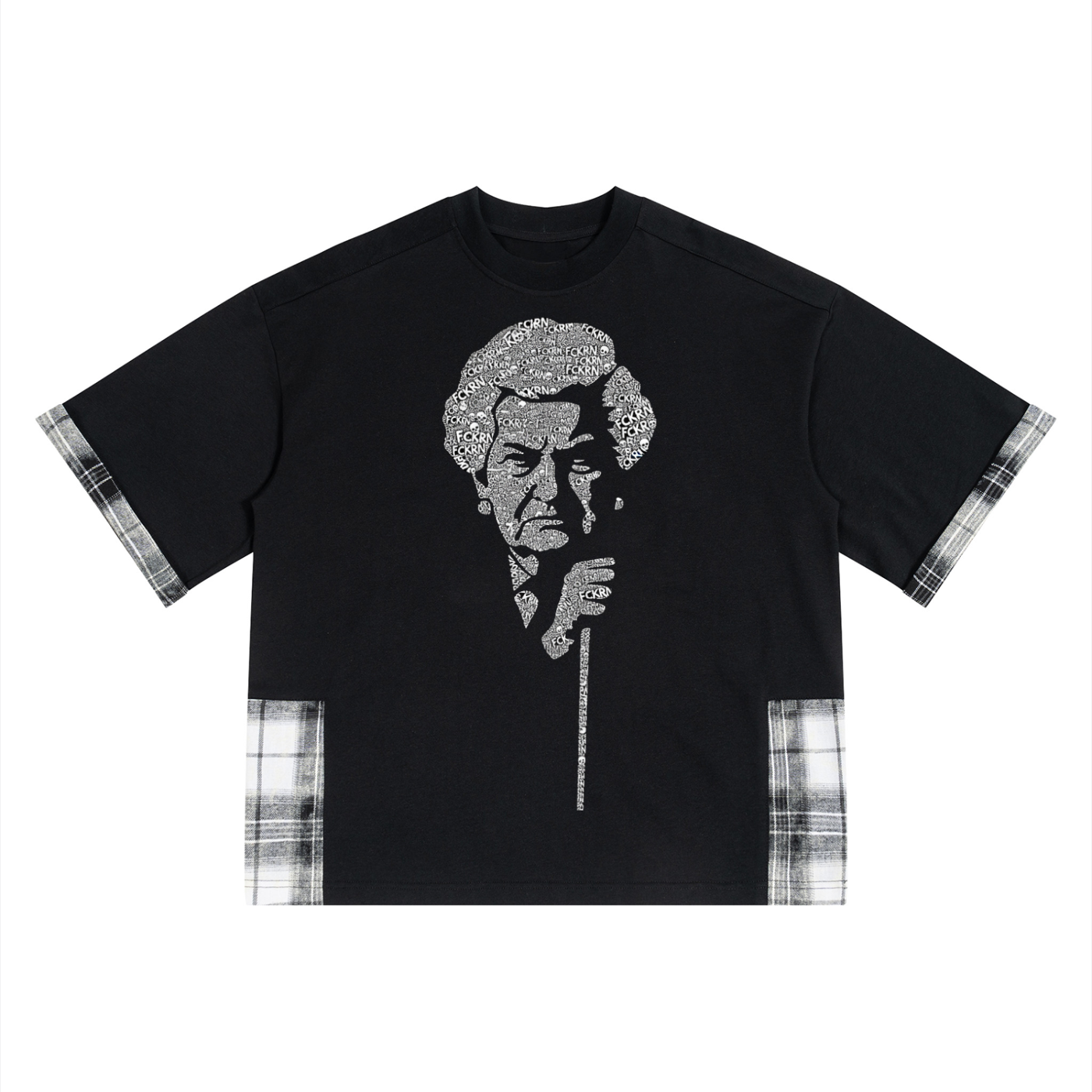 Unisex Plaid Paneled T-Shirt