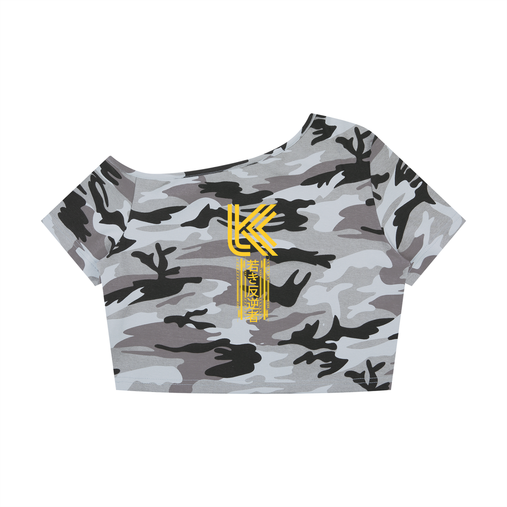 Women's Camo Off-Shoulder Crop T-Shirt