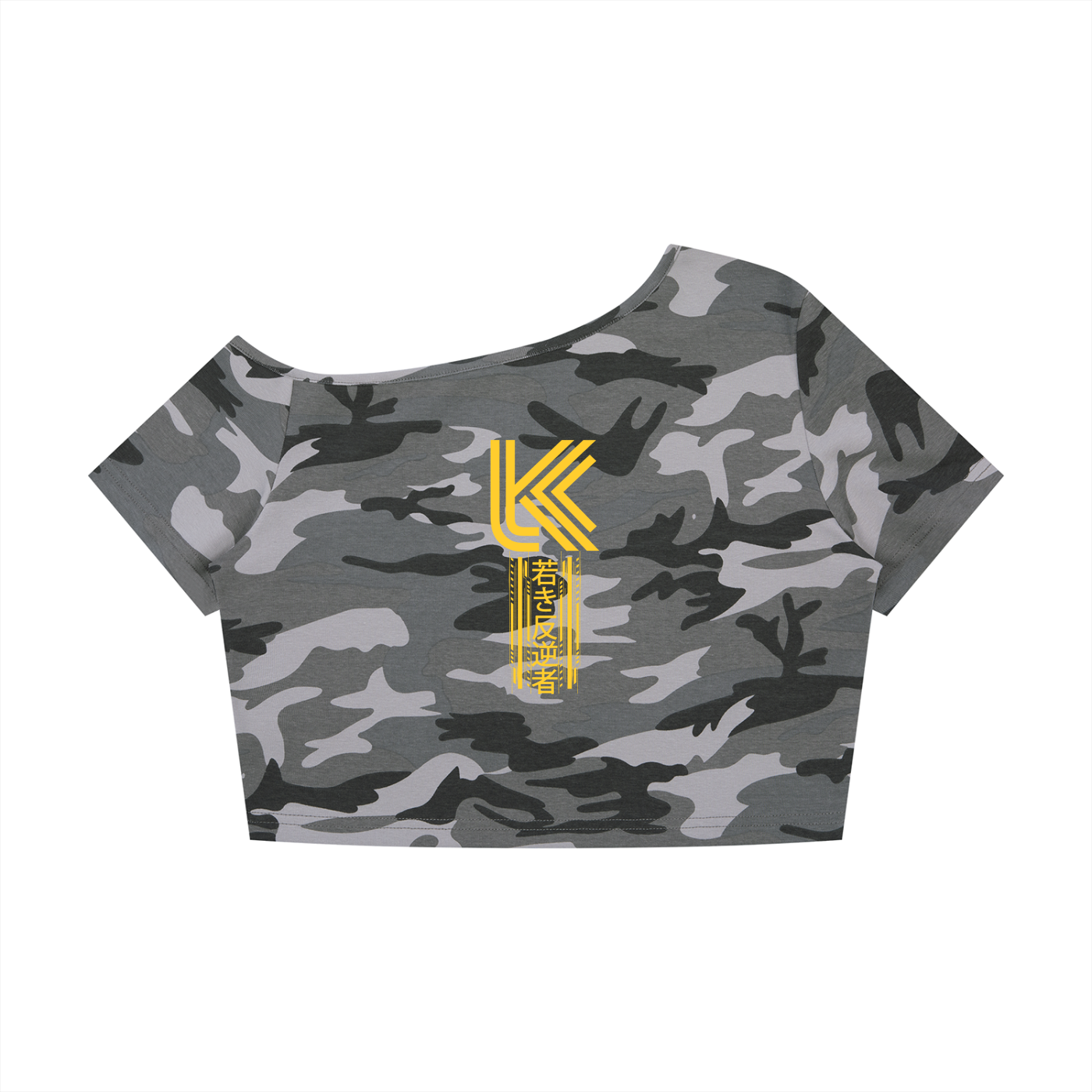 Women's Camo Off-Shoulder Crop T-Shirt