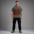 t-shirt "Nosmile"snow wash effect green