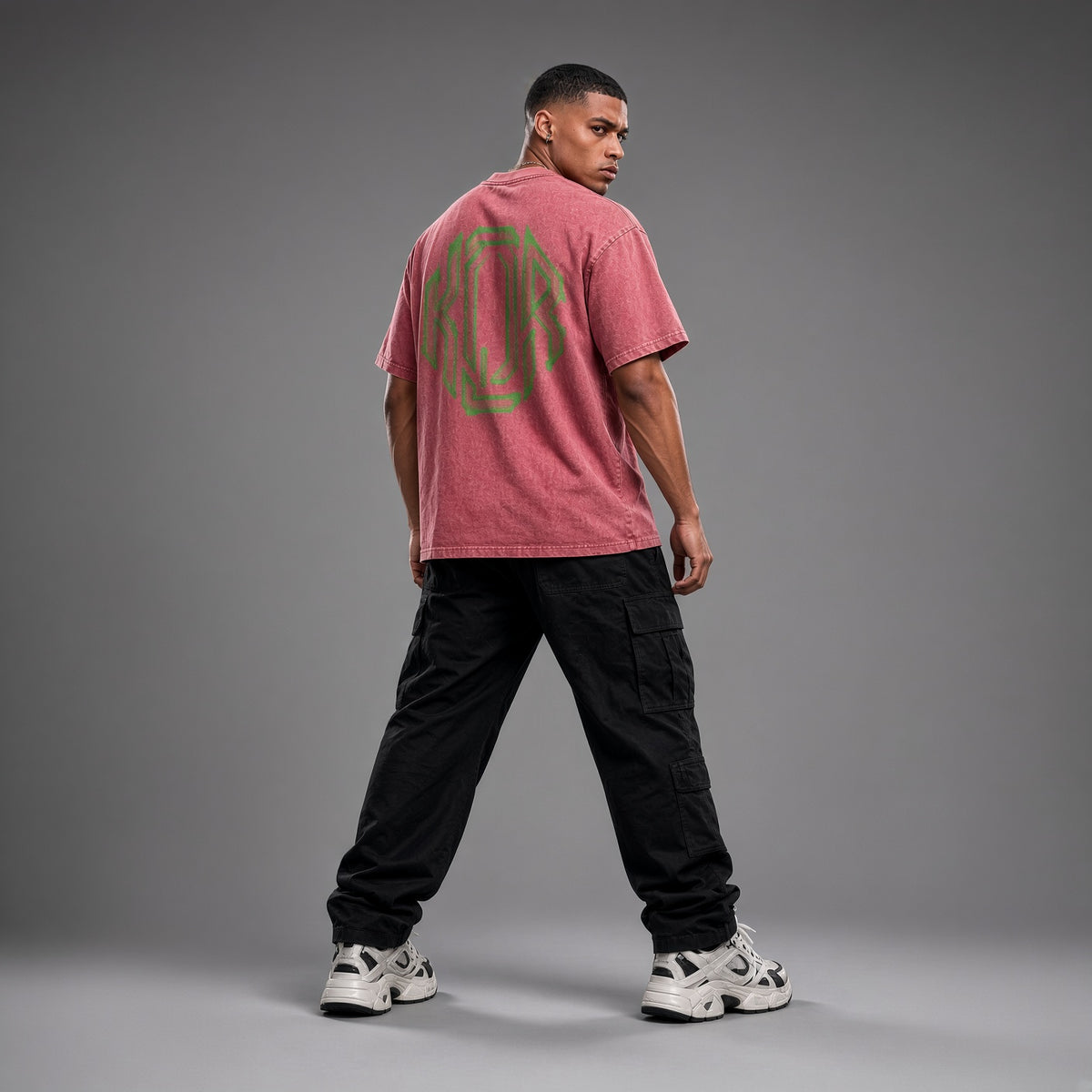 t-shirt "Nosmile"snow wash effect pink