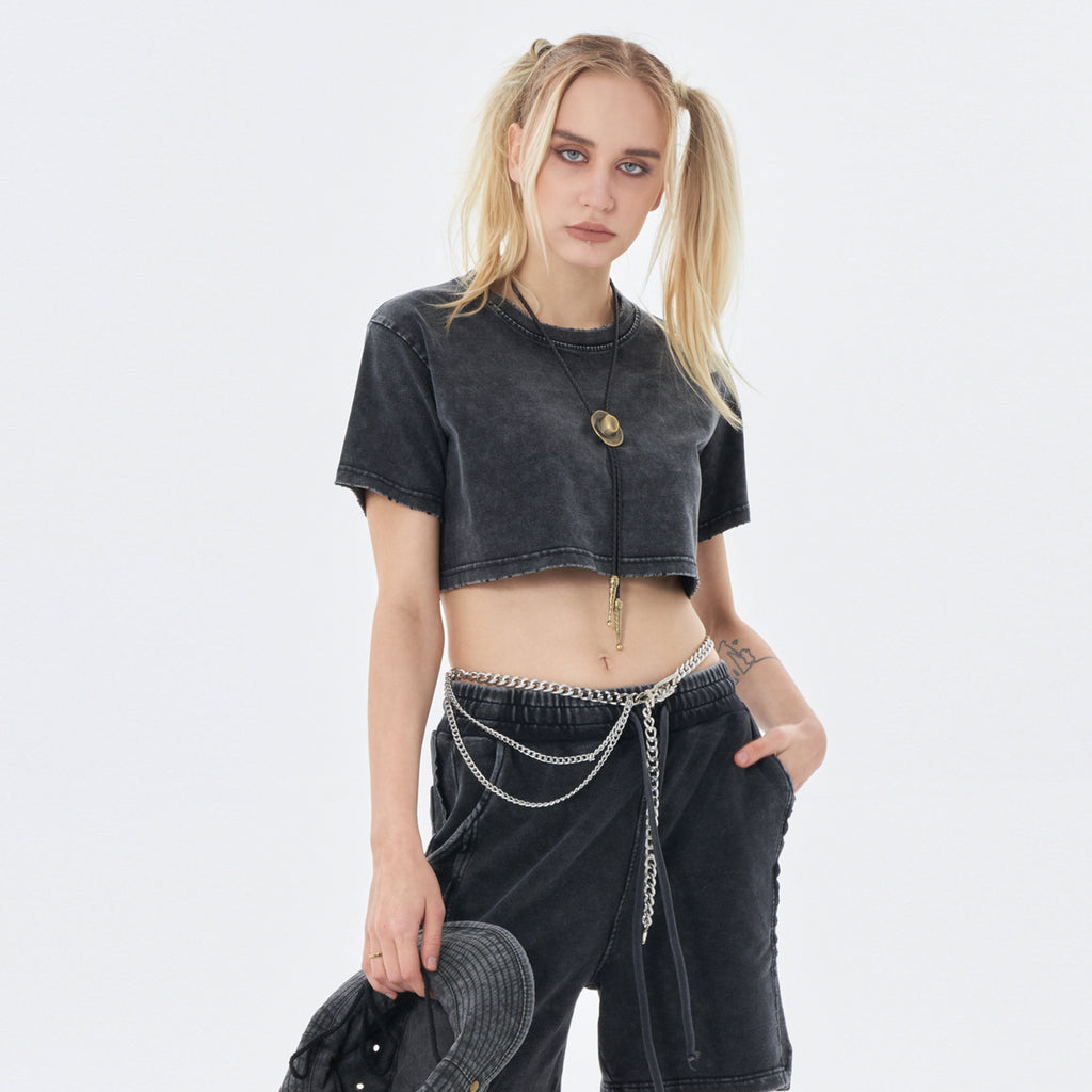 Tee cropped girl 220g